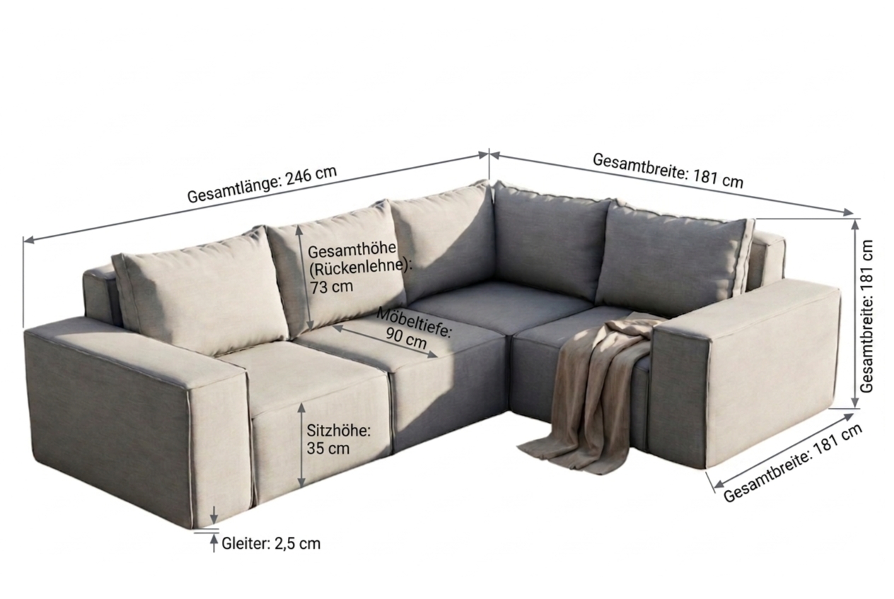 Ecksofa Garten Abmessungen